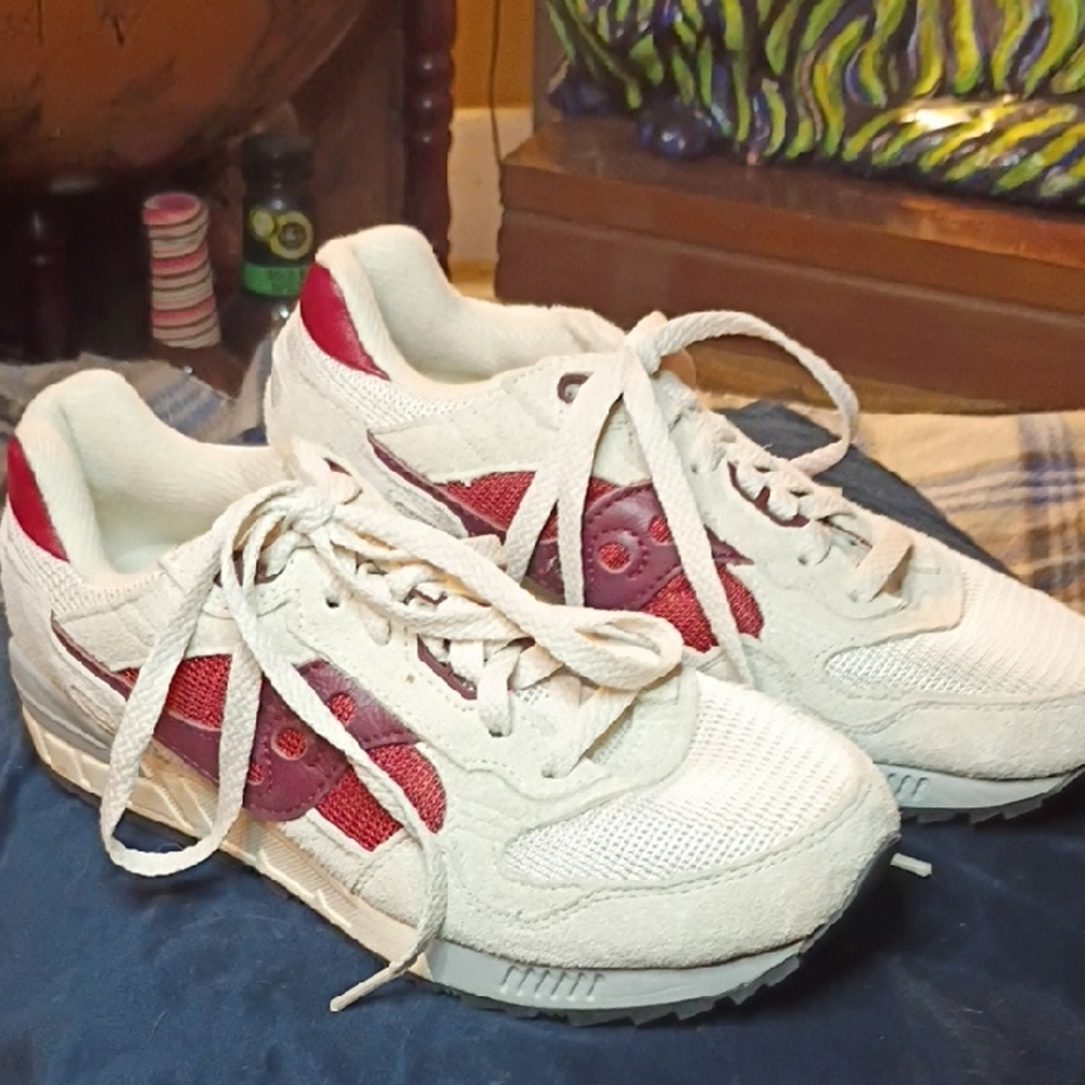 Saucony White and Red Sneakers